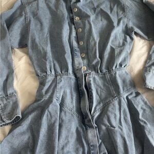 Denim Button-Up Mini Dress